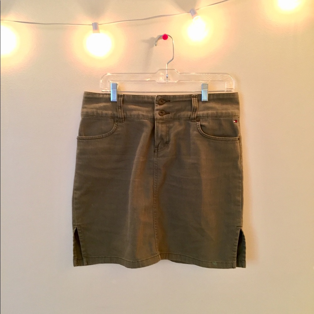 Vintage Tommy Hilfiger Olive Green Jean Skirt